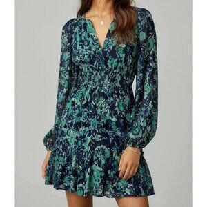 EUC Anthropologie Blue Long-Sleeve Somerset Mini Dress, Size Medium